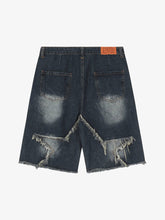 Thesupermade American Pentagram Tassel Patch Denim Shorts - 1681